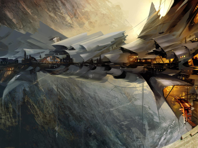 Технологичная деревня стимпанк