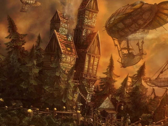 Технологии в лесу стимпанк