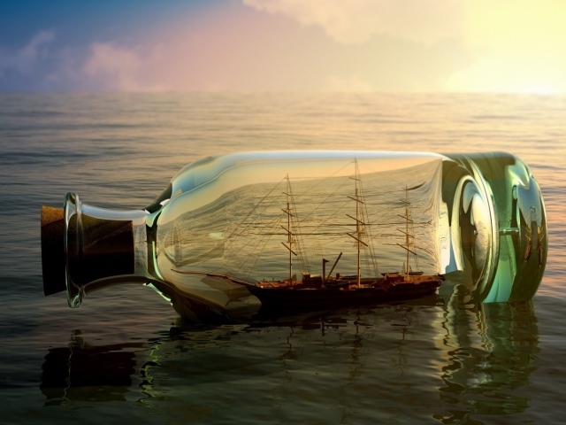 Корабль плывет в бутылке