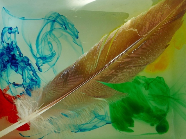 Перо и разлитые краски