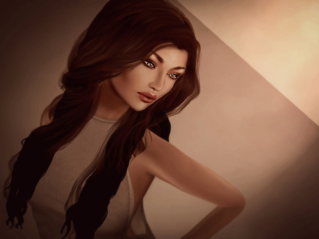 Темные волосы у девушки