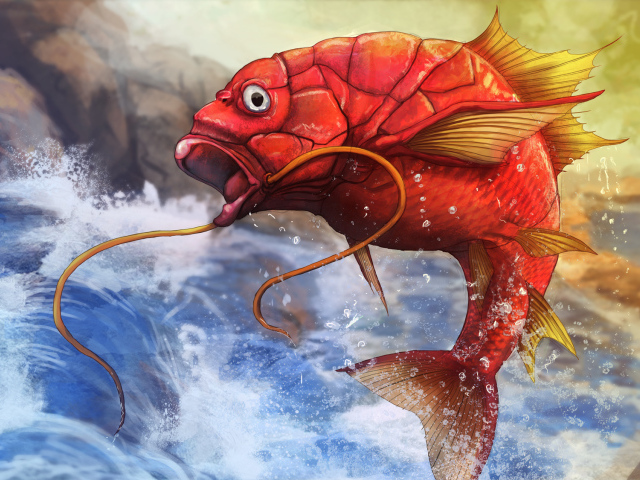 Красная рыба в море
