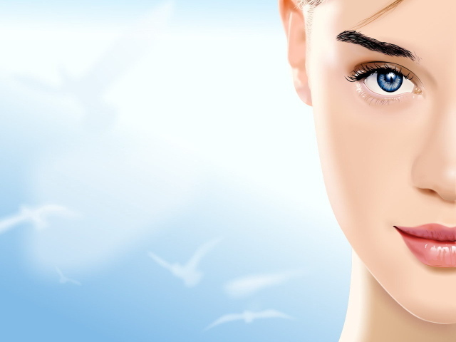 Лицо с синим глазом