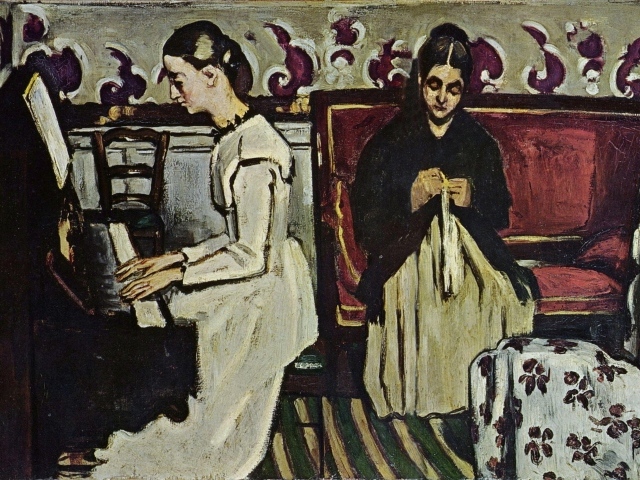 Картина Сезанна - Мать и дочь