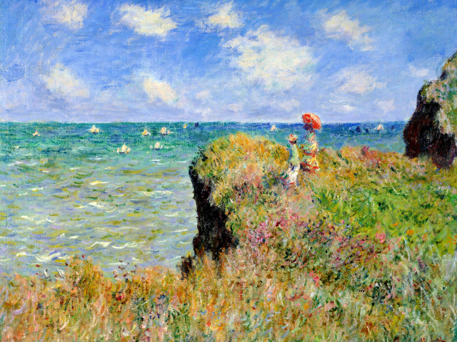 Картина Моне - вершине скалы