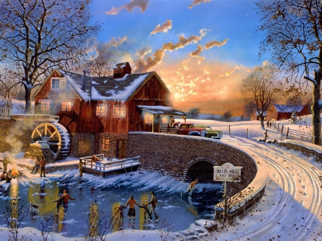 Каток около мельницы