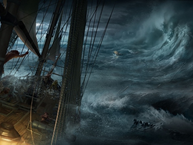 Корабль в бушующем море