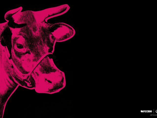 Картина Энди Уорхола красной коровы на черном фоне