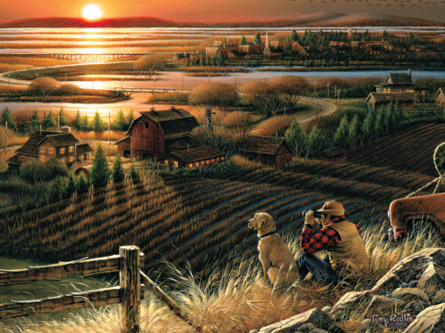 Друзья смотрят на закат