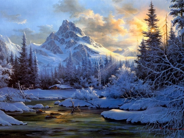 Картина Горная река