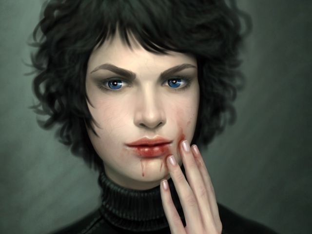 Кровавые руки девушки вампира