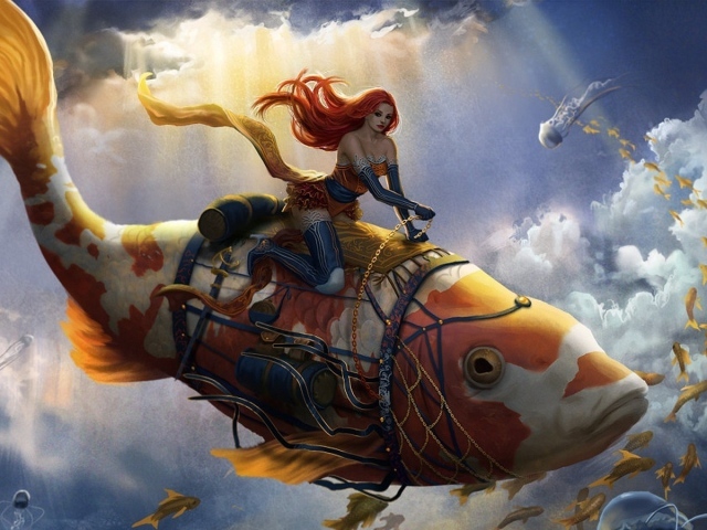 Девушка на рыбе