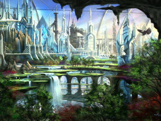 Пейзаж фантастического города