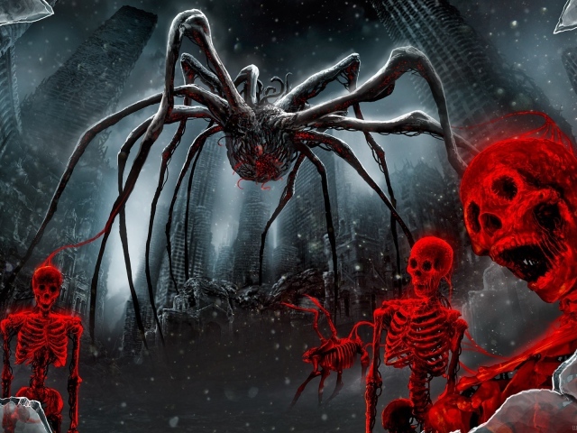 Паук и красные скелеты