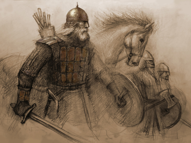 Викинг с боевым конем