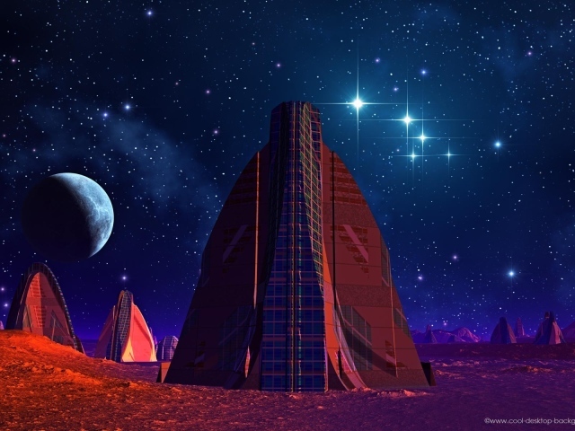 Инопланетный город ночью