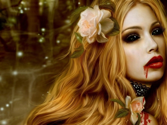 Блондинка с кровью на губах