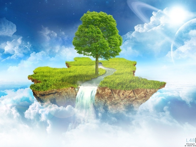 Летающий остров в облаках