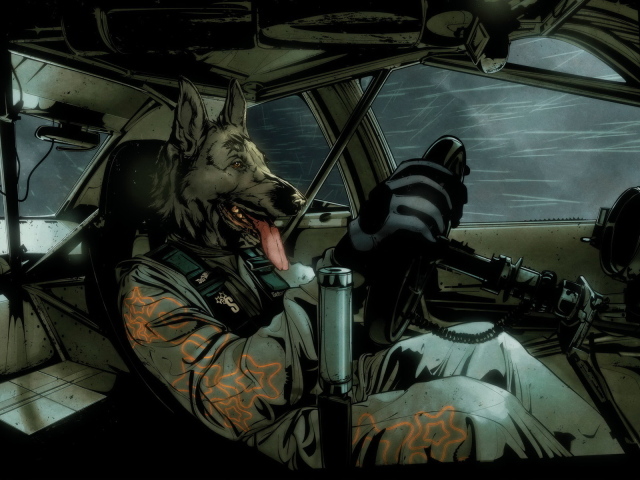 Собака в гоночной машине