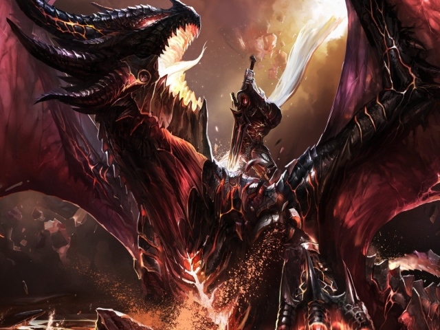 Воин убивает дракона