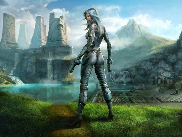 Восход Земли CG девушка