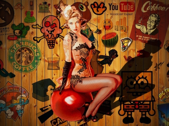 Модель на фоне рекламы