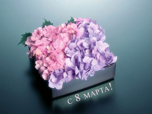 Коробка с цветами на 8 марта