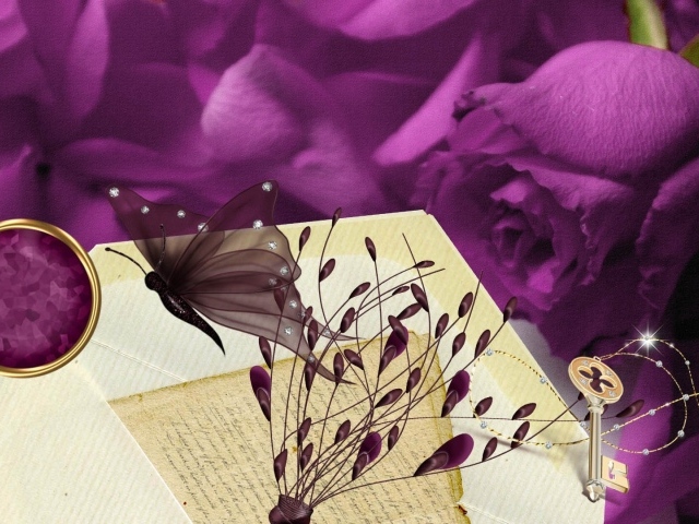 Фиолетовая роза, рисунок на восьмое марта