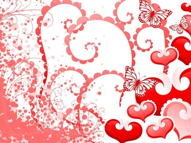 Бабочки и сердца на День Святого Валентина 14 февраля