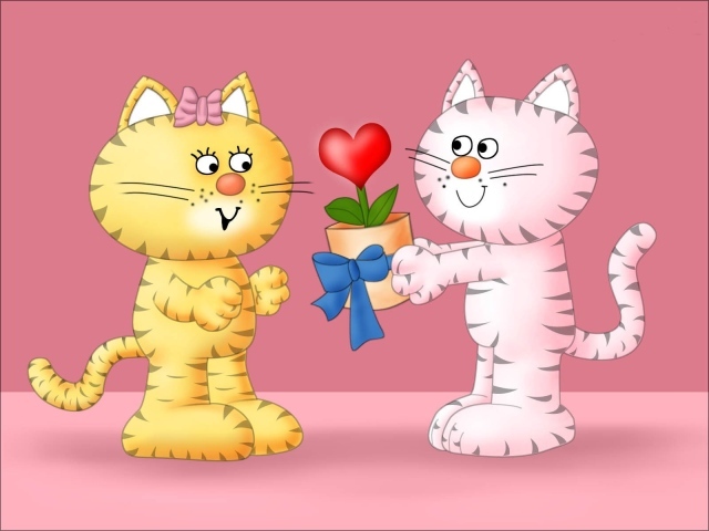 Кошачья любовь на День Святого Валентина 14 февраля