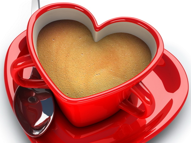 Чашка в форме сердца на День Святого Валентина 14 февраля