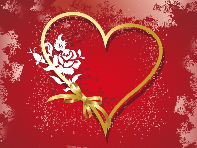 Золотое сердце на День Святого Валентина 14 февраля