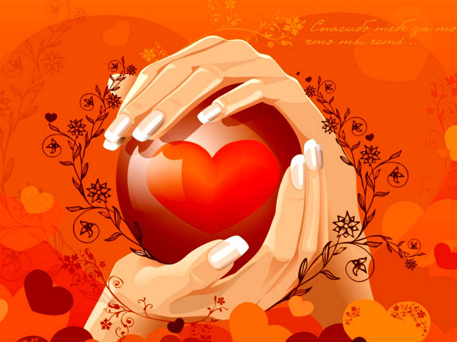 Сердце в ладонях на День Святого Валентина 14 февраля