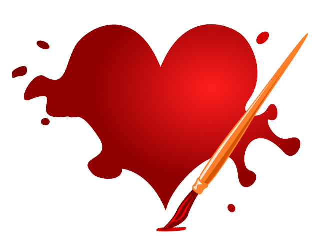 Нарисованное сердце на День Влюбленных 14 февраля
