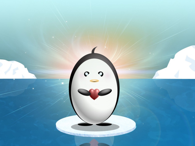 Влюбленный пингвин на День Влюбленных 14 февраля
