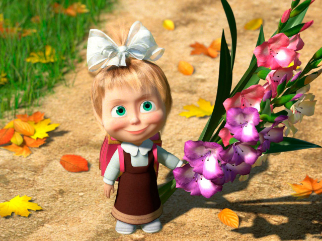 Маша идет в школу в День знаний 1 сентября