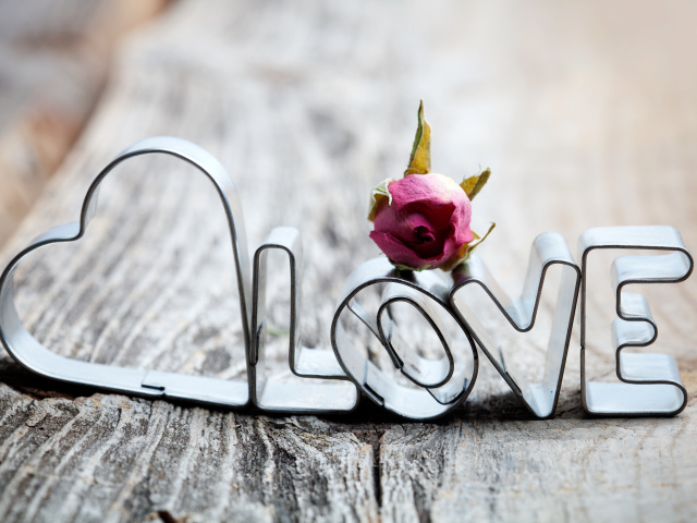Слово любовь из металла