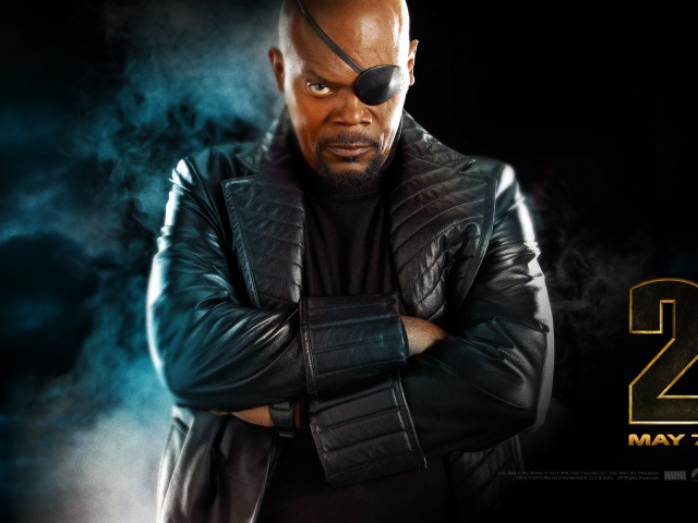 Известный актер Сэмюэл Л. Джексон в фильме Мстители