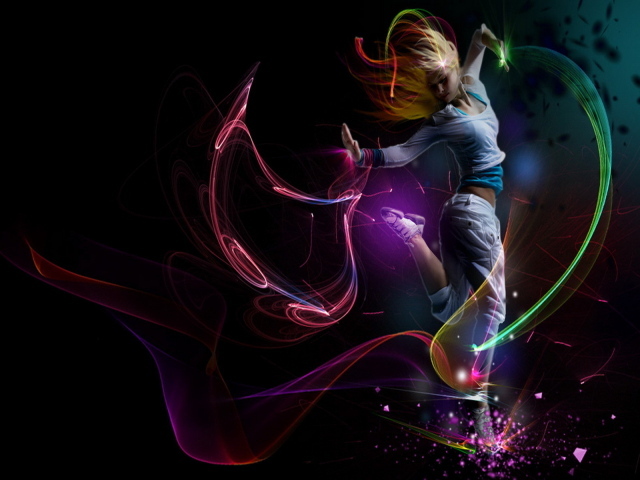 Танец среди линий света