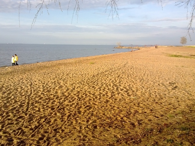 Красивый вид на золотой пляж