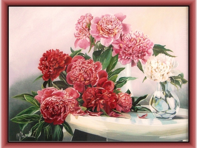 Красивая картина цветы пионы