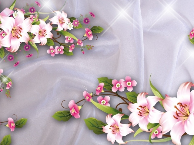 Орнамент из розовых цветов