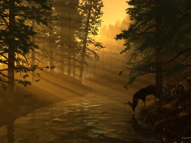 Олень в лучах солнца