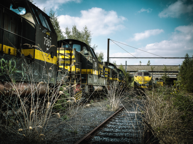 Старая заросшая травой железная дорога