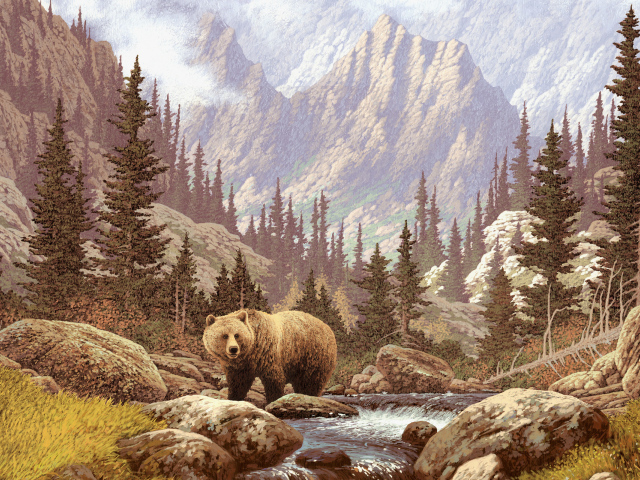 Медведь на весеннем ручье