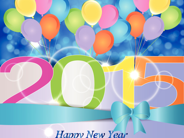 Новый год с разноцветными шарами