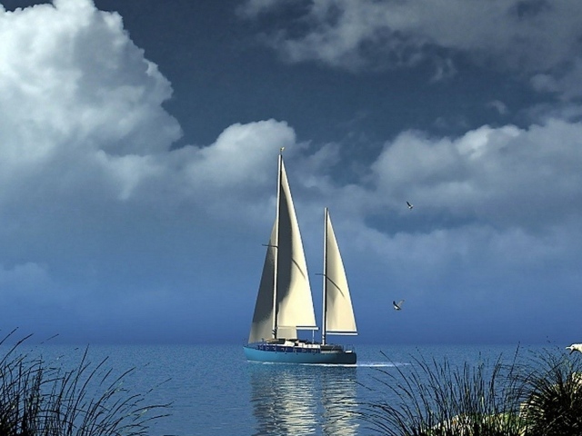 Парусная яхта в море