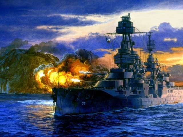 Корабль на закате