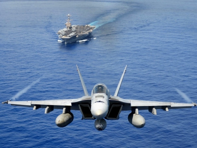 Взлет истребителя с авианосца