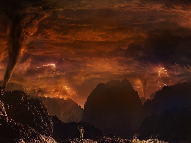 Космонавт на огненной планете